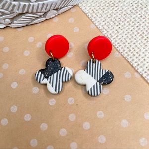 ✨ FINAL SALE ✨ Handmade Checkered Earrings - Red, White, Black